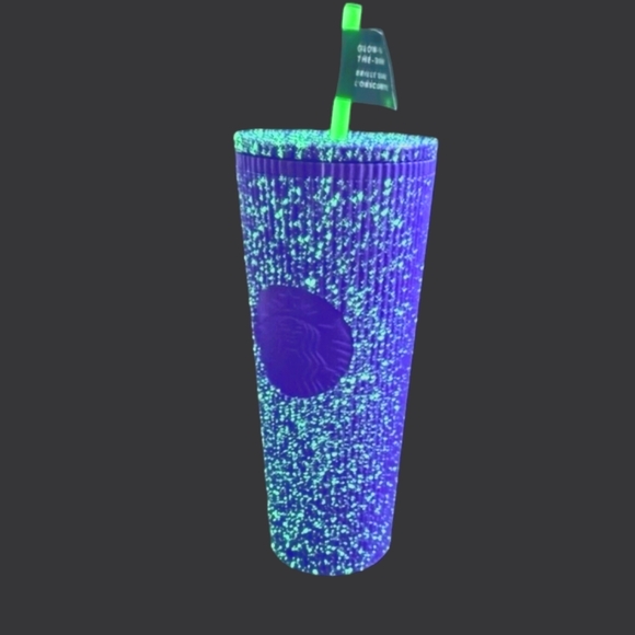 "Easter"New Starbucks 2024 Glow-In-The-Dark Purple Cold Tumbler 24oz Straw Bling - Picture 7 of 13